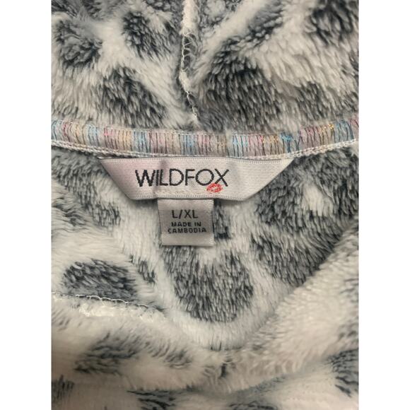 Wildfox Gray Leopard Print Fuzzy Hoodie Dress L/XL Cozy Lounge Sweatshirt Tunic - Picture 3 of 4